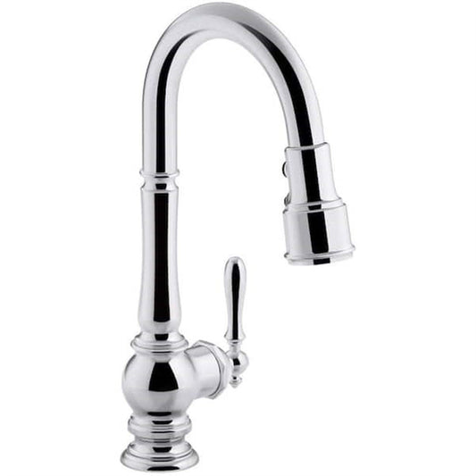 Kohler Artifacts 1 Hole Pull Down Kitchen Faucet in Polished Chrome K-99261-CP