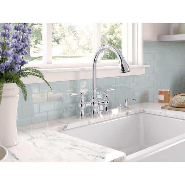 Kohler Capilano Wide-Spread Bridge Kitchen Faucet Polished Chrome K-R21070-SD-CP