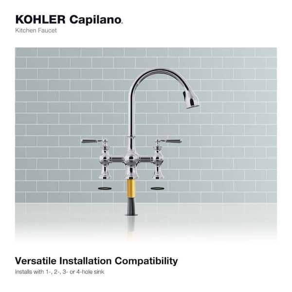 Kohler Capilano Wide-Spread Bridge Kitchen Faucet Polished Chrome K-R21070-SD-CP