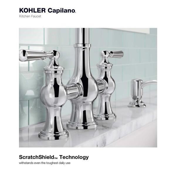 Kohler Capilano Wide-Spread Bridge Kitchen Faucet Polished Chrome K-R21070-SD-CP