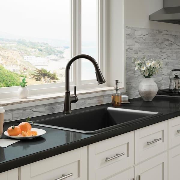 Kohler Tyne Single-Handle Pull-Down Sprayer Kitchen Faucet in Oil-Rubbed Bronze K-R21415-2BZ