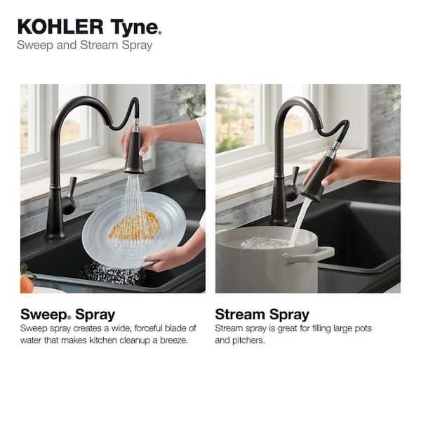 Kohler Tyne Single-Handle Pull-Down Sprayer Kitchen Faucet in Oil-Rubbed Bronze K-R21415-2BZ