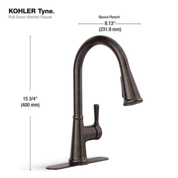 Kohler Tyne Single-Handle Pull-Down Sprayer Kitchen Faucet in Oil-Rubbed Bronze K-R21415-2BZ