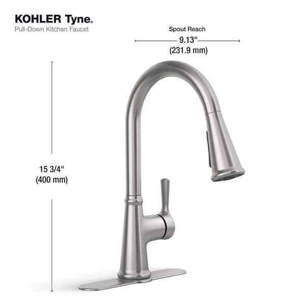 Kohler Tyne Single-Handle Pull-Down Sprayer Kitchen Faucet in Vibrant Stainless K-R21415-VS