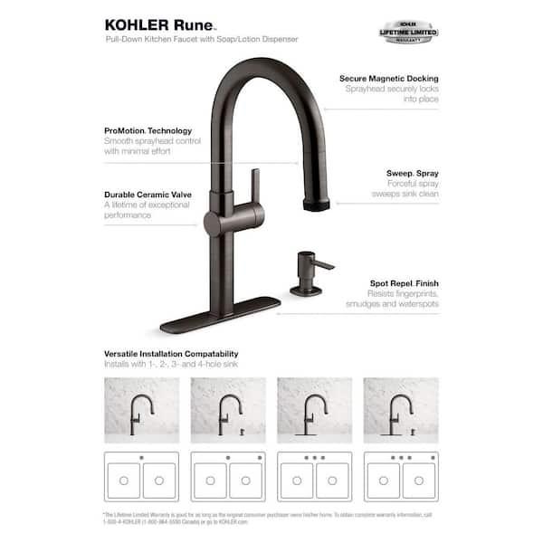 KOHLER R22153-SD-BLS Single-Handle Pull-Down  Kitchen Faucet in Black Stainless