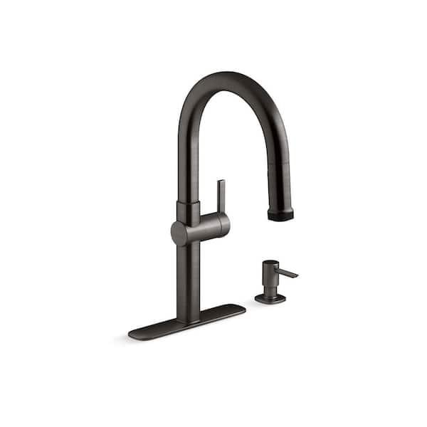 Kohler Rune 1 Handle Pull-Down Kitchen Faucet Black Stainless K-R22153-SD-BLS