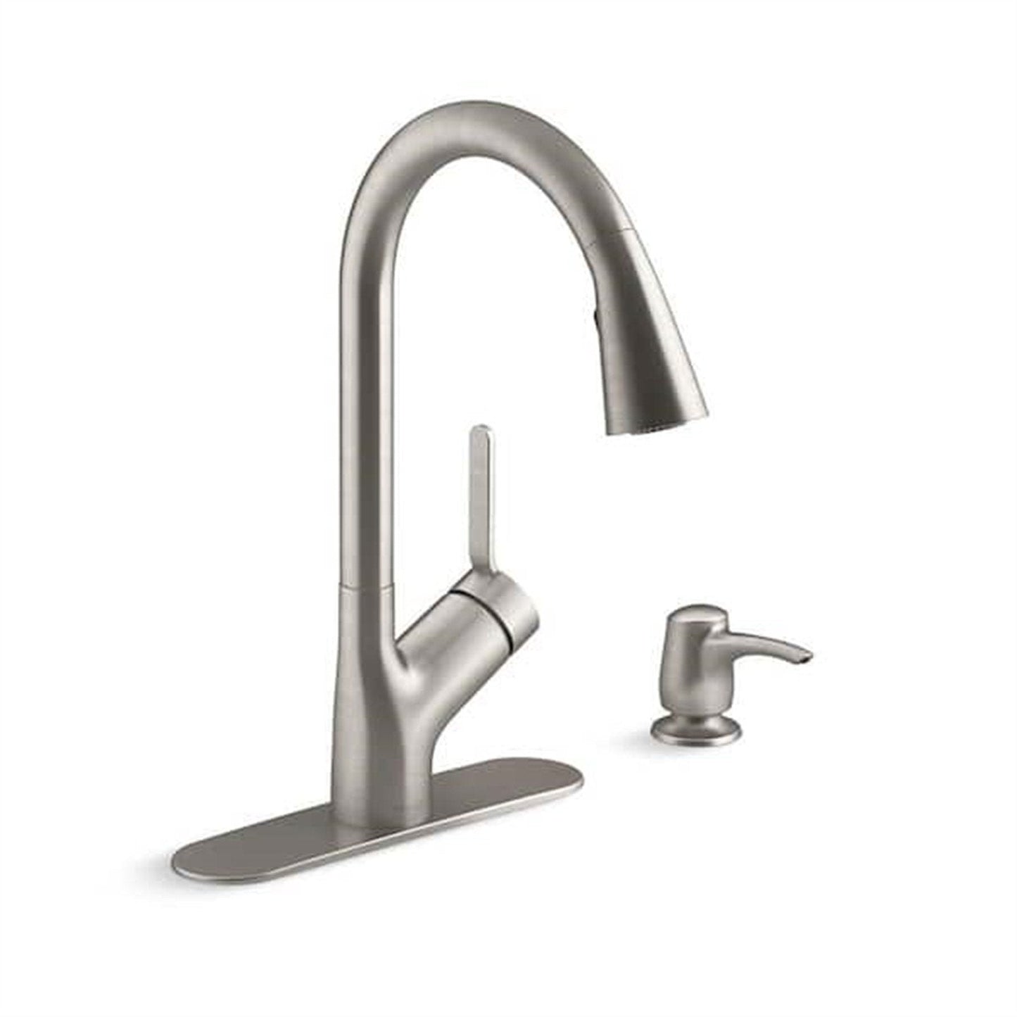 Kohler Setra 1 Hole Pull Down Kitchen Faucet in Vibrant Stainless K-R22897-SD-VS