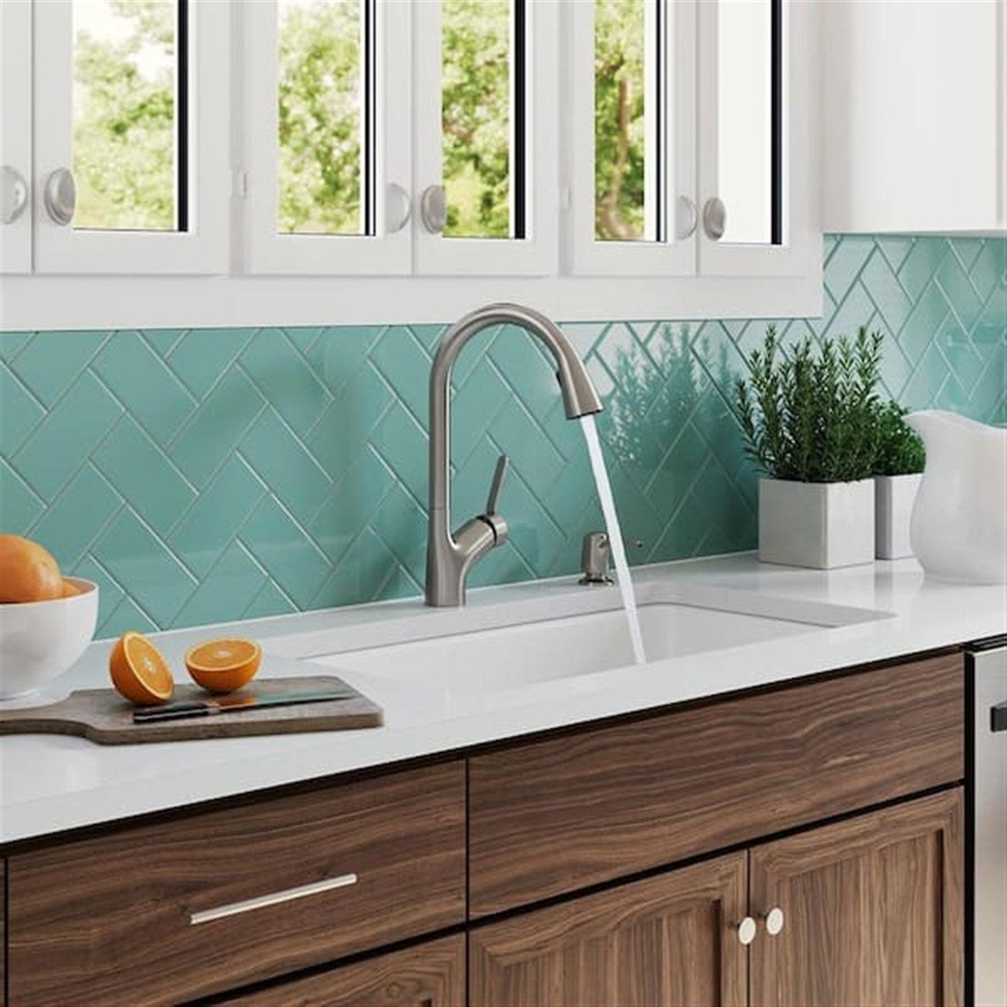 Kohler Setra 1 Hole Pull Down Kitchen Faucet in Vibrant Stainless K-R22897-SD-VS