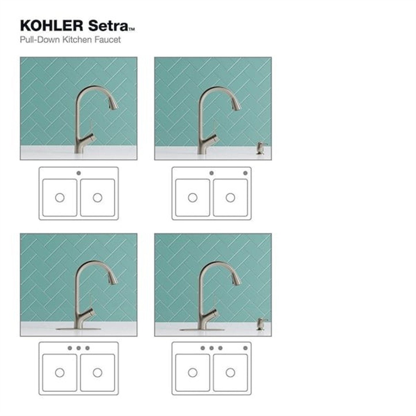 Kohler Setra 1 Hole Pull Down Kitchen Faucet in Vibrant Stainless K-R22897-SD-VS