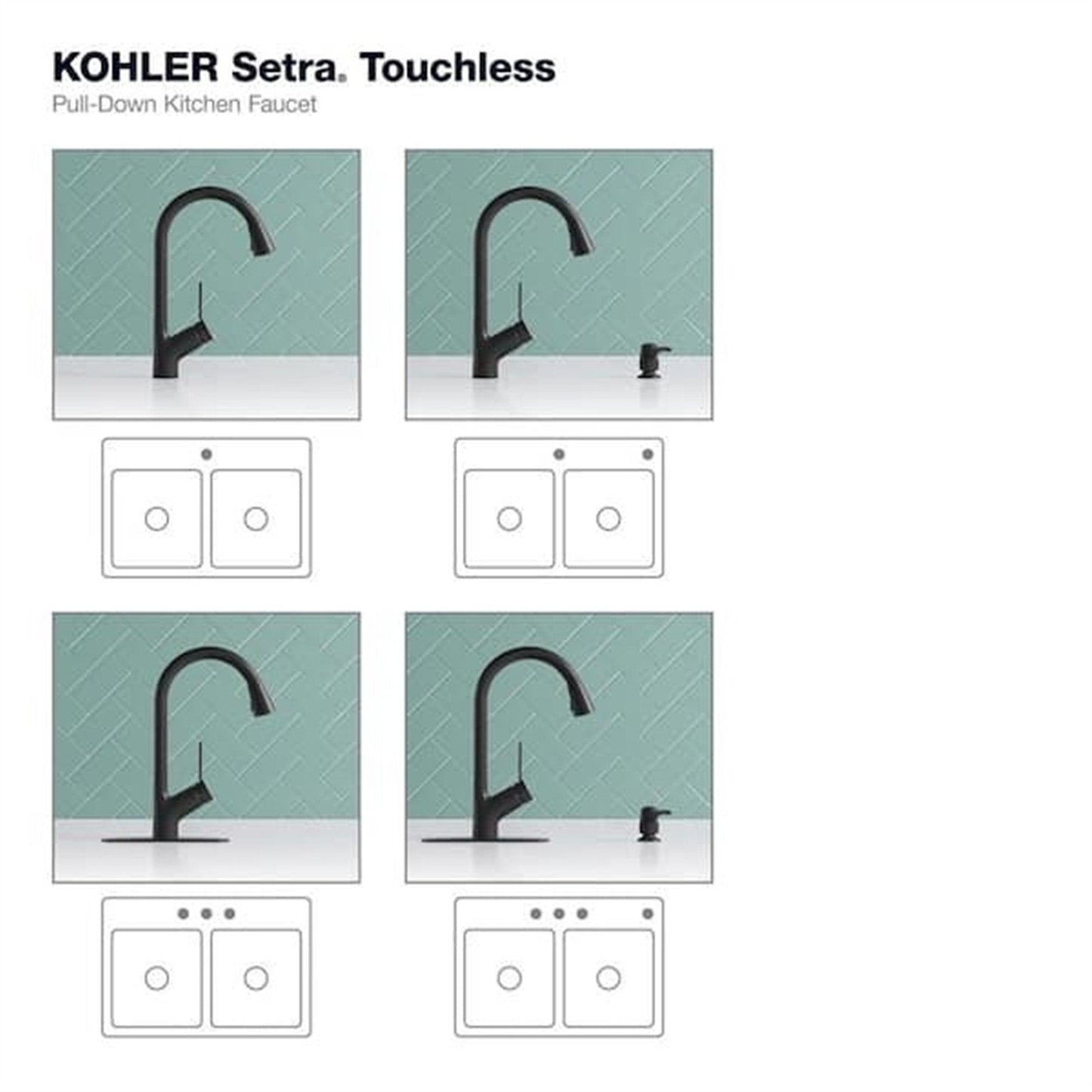 Kohler Setra 1 Hole Pull Down Kitchen Faucet in Matte Black K-R22898-SD-BL