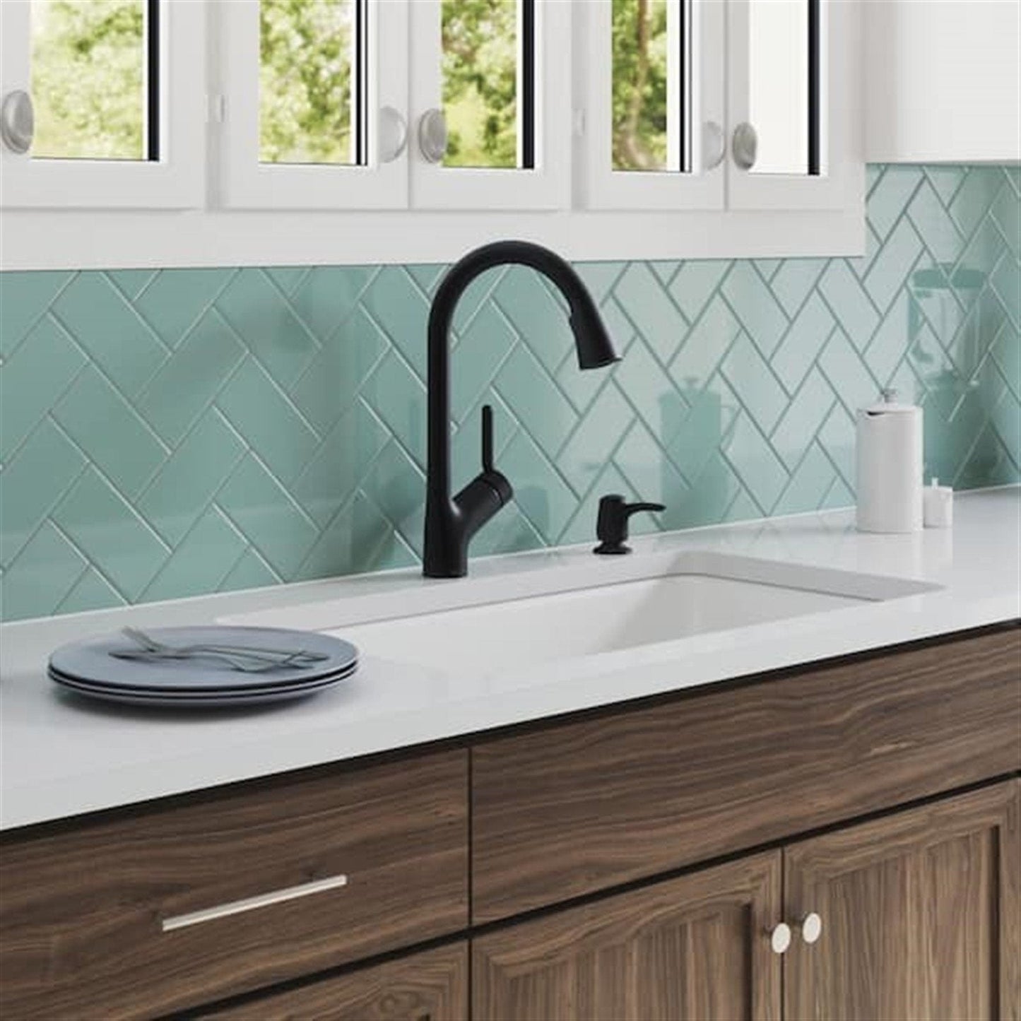 Kohler Setra 1 Hole Pull Down Kitchen Faucet in Matte Black K-R22898-SD-BL