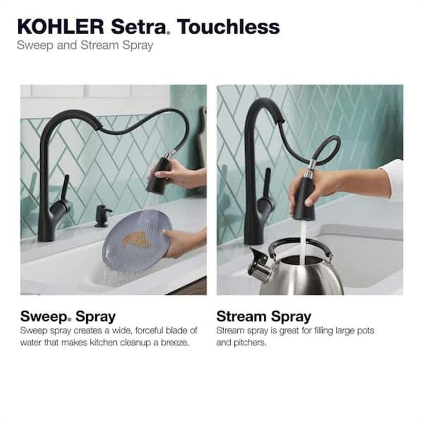 Kohler Setra 1 Hole Pull Down Kitchen Faucet in Matte Black K-R22898-SD-BL