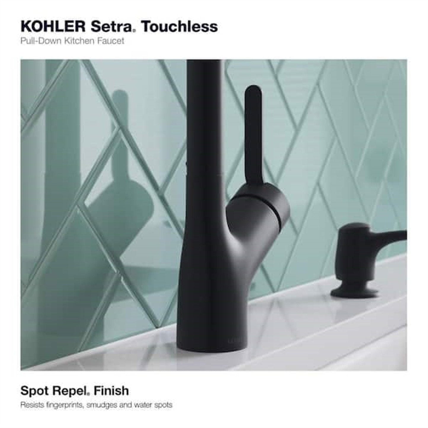 Kohler Setra 1 Hole Pull Down Kitchen Faucet in Matte Black K-R22898-SD-BL
