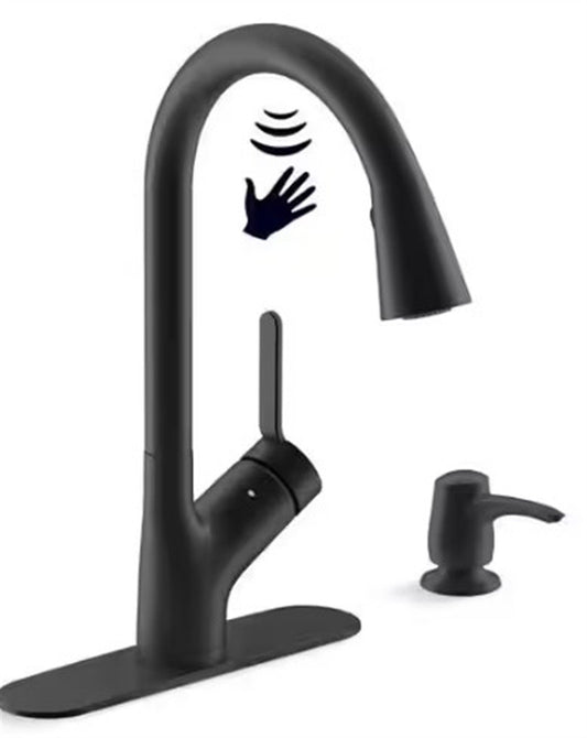 Kohler Setra 1 Hole Pull Down Kitchen Faucet in Matte Black K-R22898-SD-BL