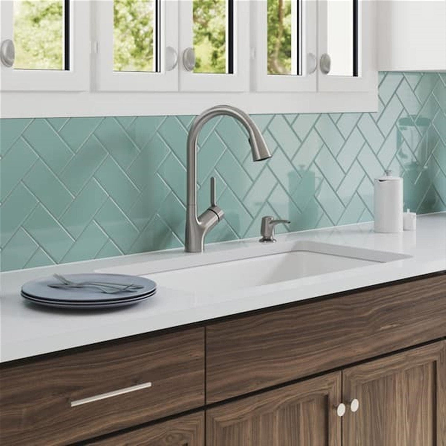 Kohler Setra 1 Hole Pull Down Kitchen Faucet in Vibrant Stainless K-R22898-SD-VS