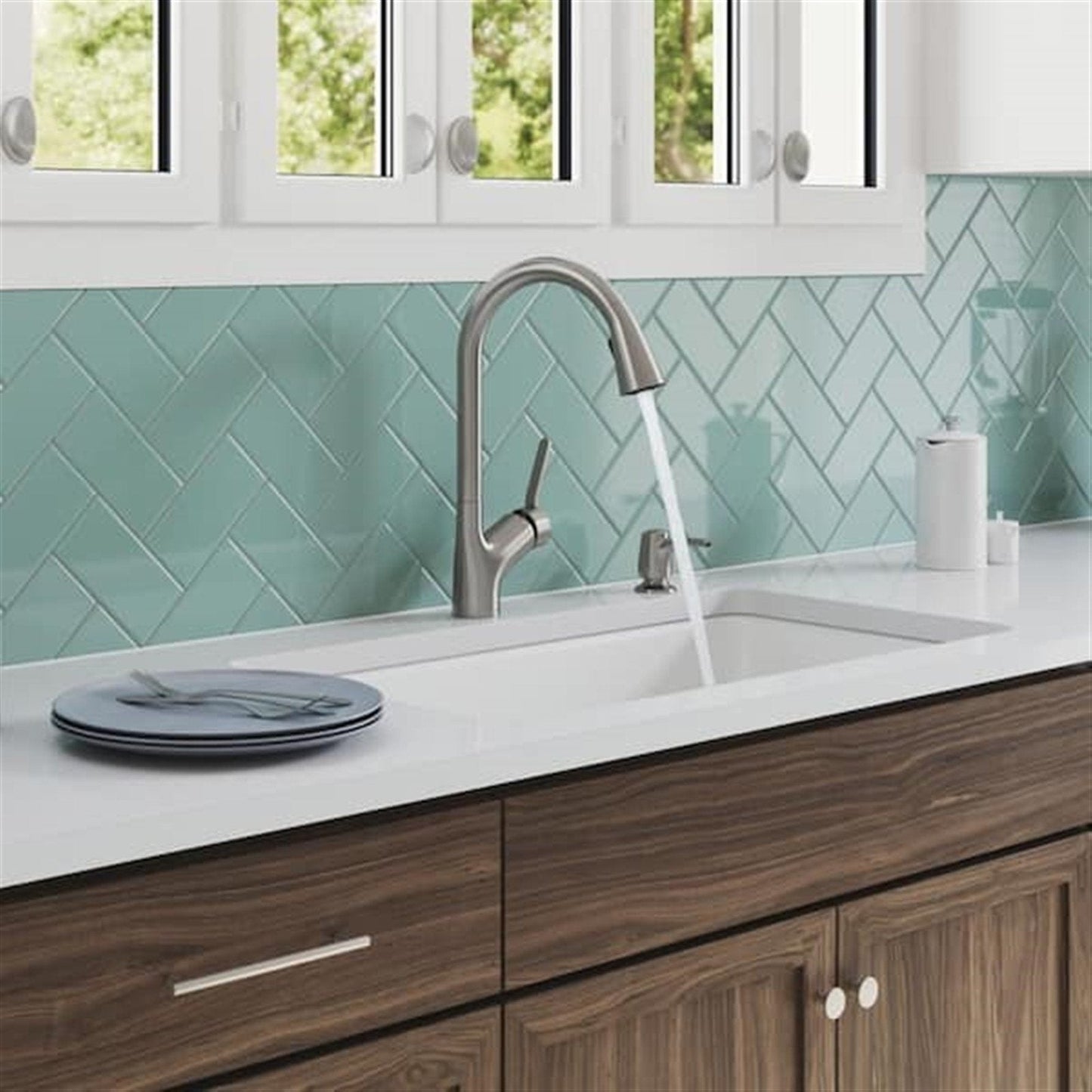 Kohler Setra 1 Hole Pull Down Kitchen Faucet in Vibrant Stainless K-R22898-SD-VS