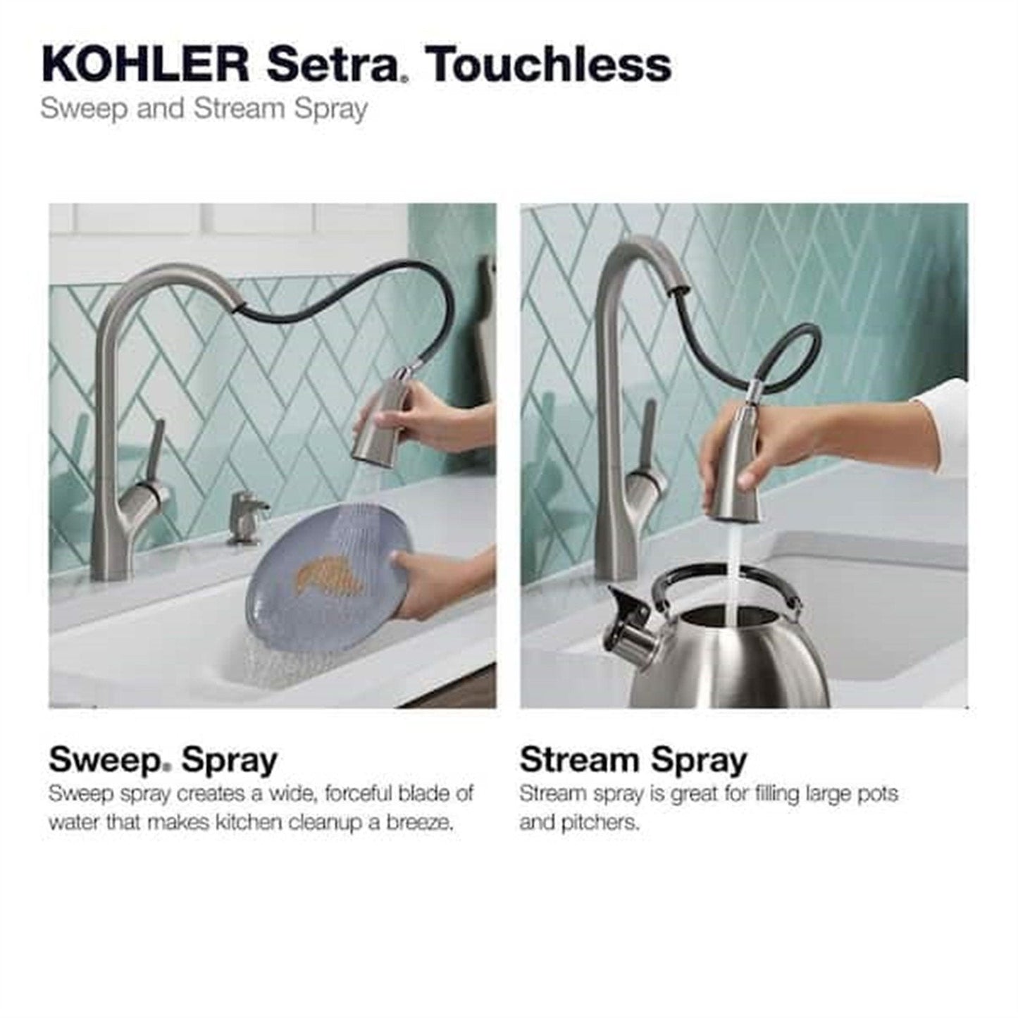Kohler Setra 1 Hole Pull Down Kitchen Faucet in Vibrant Stainless K-R22898-SD-VS