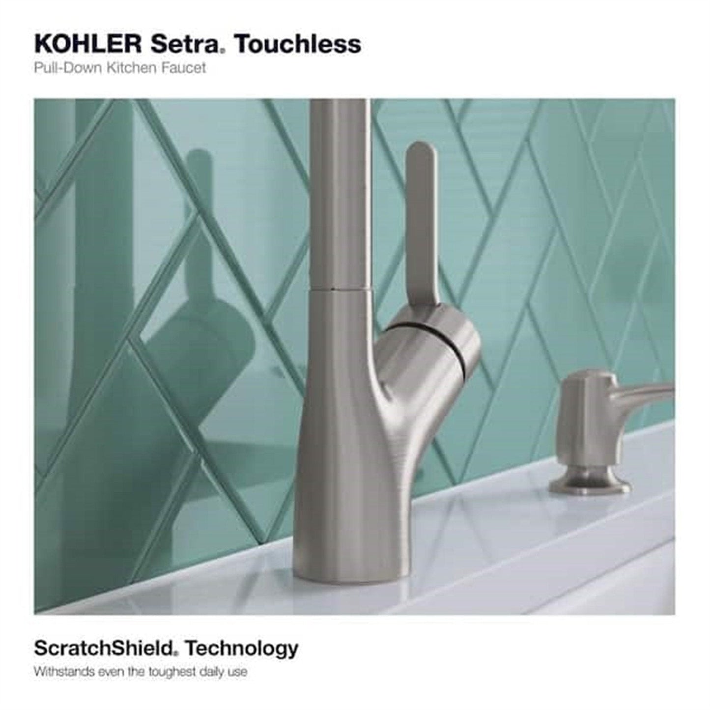 Kohler Setra 1 Hole Pull Down Kitchen Faucet in Vibrant Stainless K-R22898-SD-VS