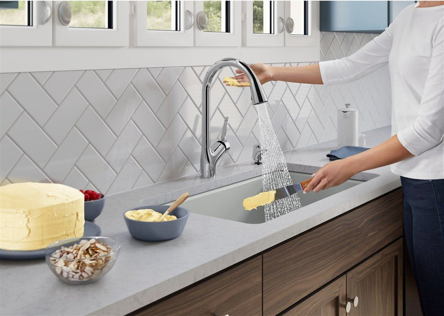 Kohler Setra® Kitchen faucet with Konnect w/ soap Polished Chrome K-R22899-SD-CP