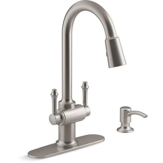 Kohler Thierry Pull Down Kitchen Faucet w/soap Vibrant Stainless K-R22969-SD-VS