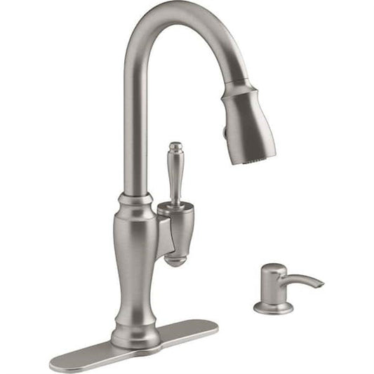 Kohler Arsdale 1 Hole Pull Down Kitchen Faucet in Vibrant Stainless K-R22970-SD-VS