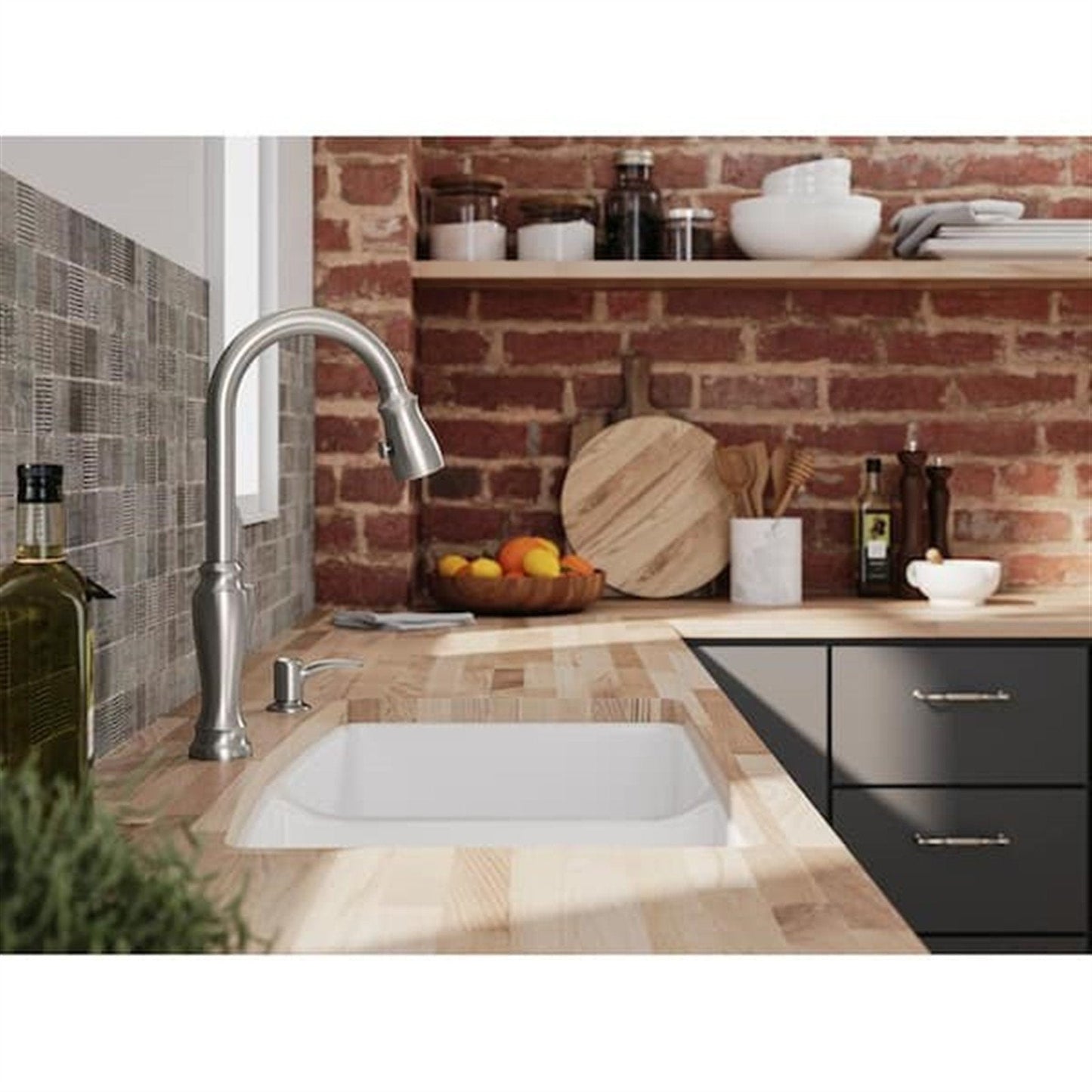 Kohler Arsdale 1 Hole Pull Down Kitchen Faucet in Vibrant Stainless K-R22970-SD-VS