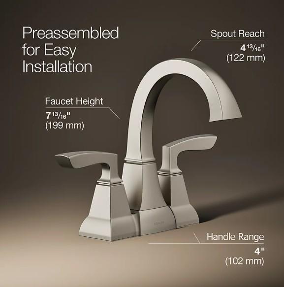 ✅ KOHLER Kallen Bathroom Faucet 2-Handle Brushed Nickel K-R24055-4D-BN