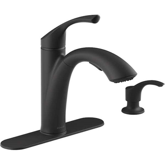 Kohler Mistos 1 Hole Pull Down Kitchen Faucet in Matte Black K-R72510-SD-BL