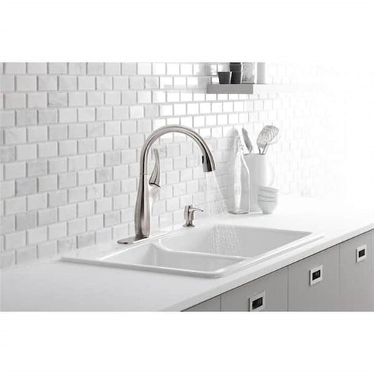 Kohler Mazz 1 Hole Pull Down Kitchen Faucet in Vibrant Stainless K-R72511-SD-VS