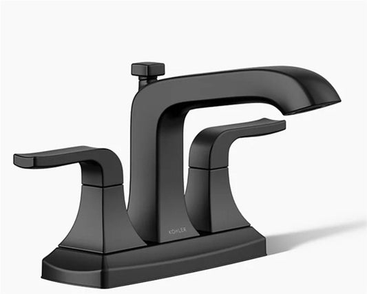 Kohler Rubicon 4 in. Centerset Bathroom Faucet Matte Black K-R76215-4D-BL