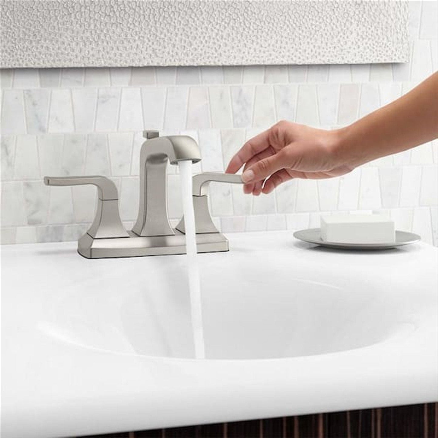 Kohler Rubicon 4 in. Centerset Bathroom Faucet Vibrant Brushed Nickel K-R76215-4D-BN