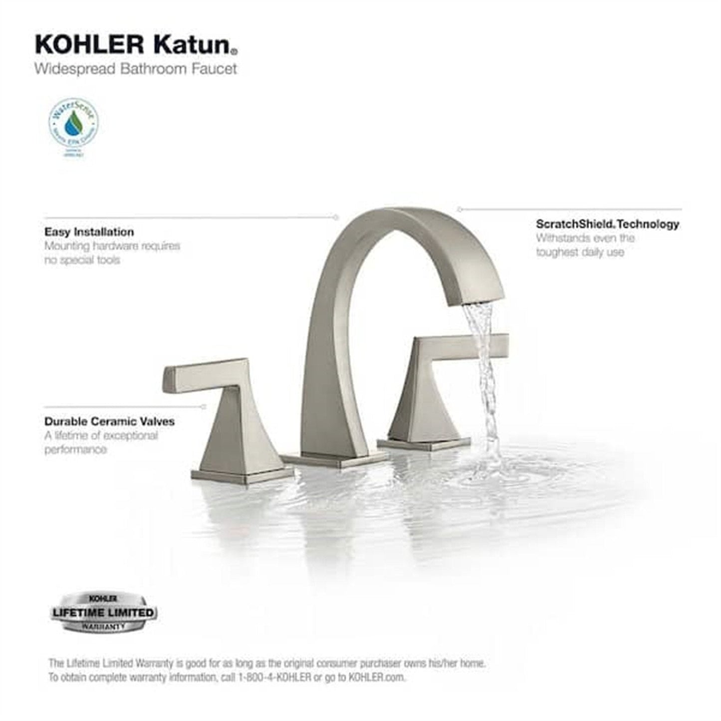 Kohler Katun 8 in. Widespread Bathroom Faucet Vibrant Brushed Nickel K-R78039-4D-BN