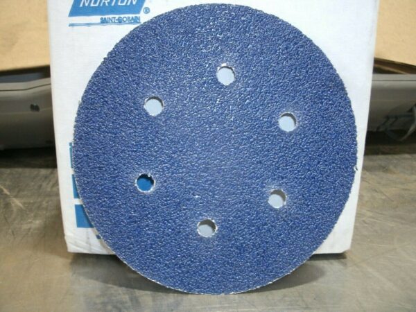 Norton Blue Fire 6" Sanding Disc 6 Hole 92823 100 Count Box-NEW! - Image 3