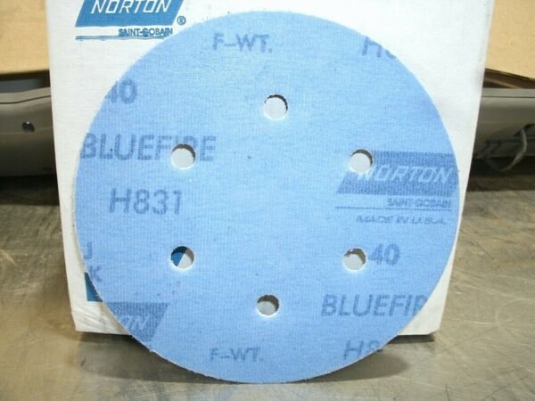 Norton Blue Fire 6" Sanding Disc 6 Hole 92823 100 Count Box-NEW! - Image 4